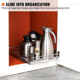 12.5"Wx21"Dx3.5"H Pull Out Cabinet Organizer, Heavy Duty Slide Out Pantry Shelves, Chrome-Plated Steel Roll Out Drawers, Sliding Drawer Storage for Home, Inside Kitchen Cabinet, Bathroom, Under Sink,14"Wx22"Dx7"H Install Size for Cabinet